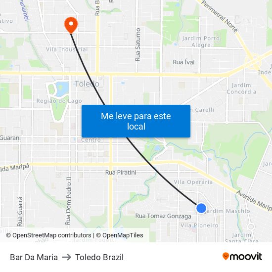 Bar Da Maria to Toledo Brazil map