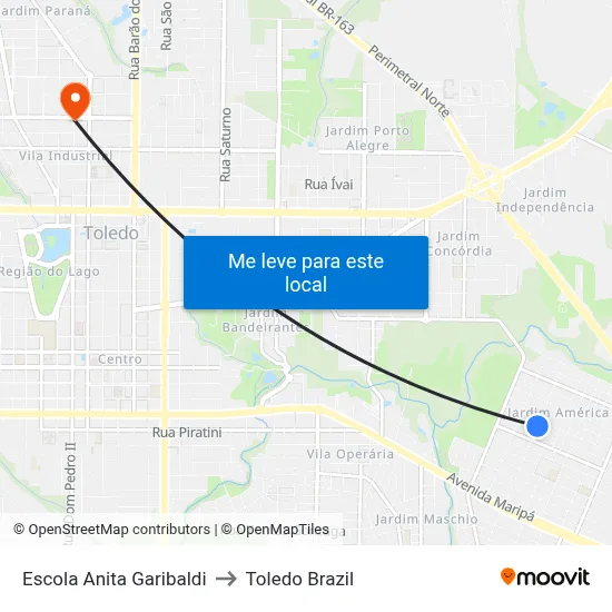 Escola Anita Garibaldi to Toledo Brazil map