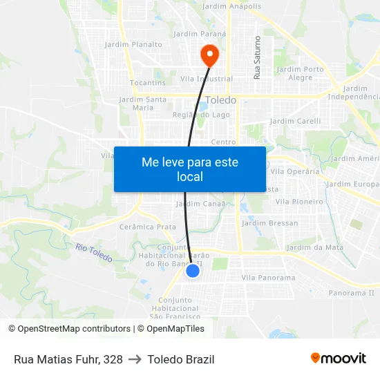 Rua Matias Fuhr, 328 to Toledo Brazil map