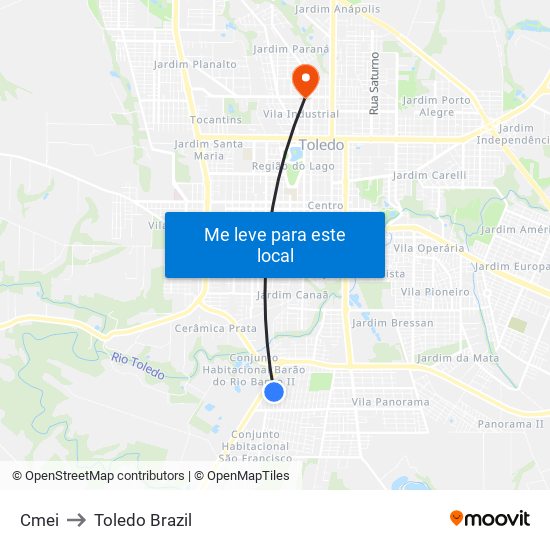 Cmei to Toledo Brazil map