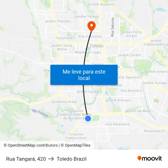 Rua Tangará, 420 to Toledo Brazil map