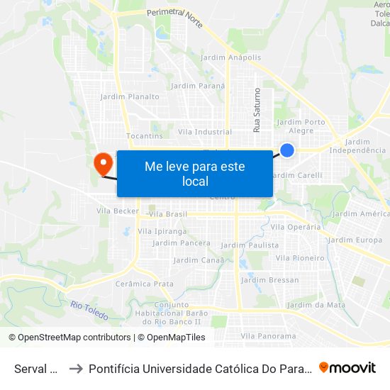Serval Latarias to Pontifícia Universidade Católica Do Paraná Pucpr - Campus Toledo map