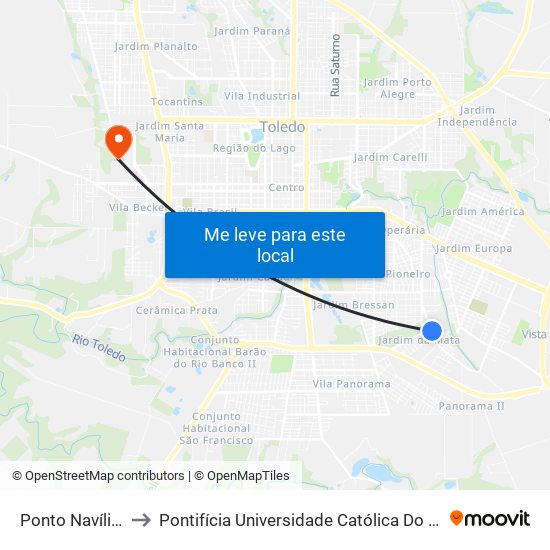 Ponto Navílio Donassolo to Pontifícia Universidade Católica Do Paraná Pucpr - Campus Toledo map