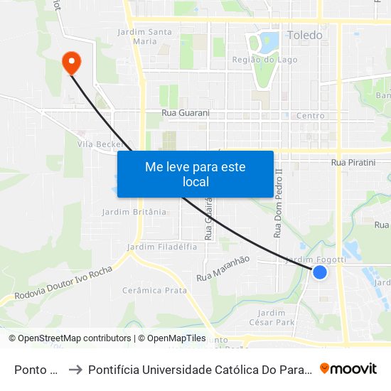 Ponto Emprec to Pontifícia Universidade Católica Do Paraná Pucpr - Campus Toledo map