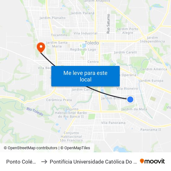 Ponto Colégio Maracanã to Pontifícia Universidade Católica Do Paraná Pucpr - Campus Toledo map