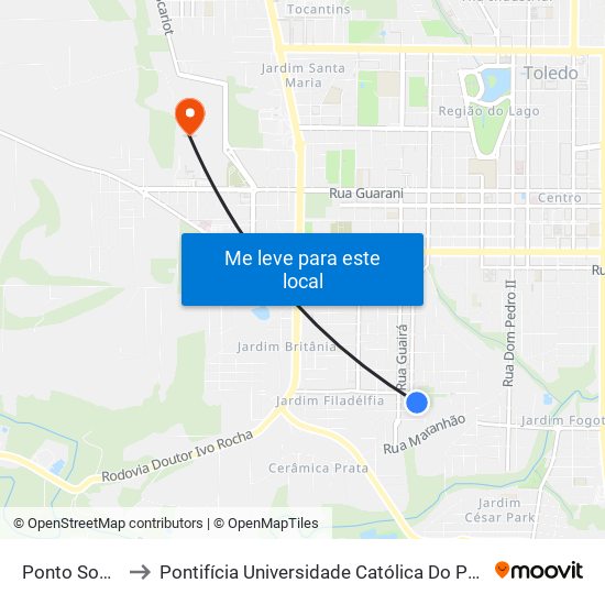 Ponto Sobrado De 4 to Pontifícia Universidade Católica Do Paraná Pucpr - Campus Toledo map