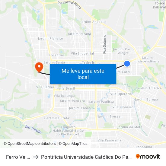 Ferro Velho Heiss to Pontifícia Universidade Católica Do Paraná Pucpr - Campus Toledo map
