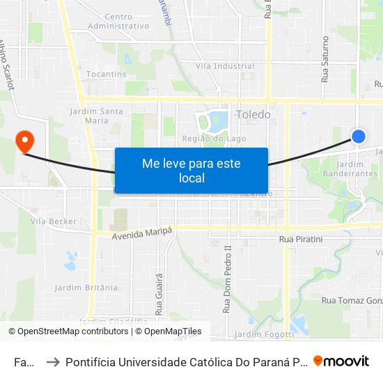 Fabrica to Pontifícia Universidade Católica Do Paraná Pucpr - Campus Toledo map