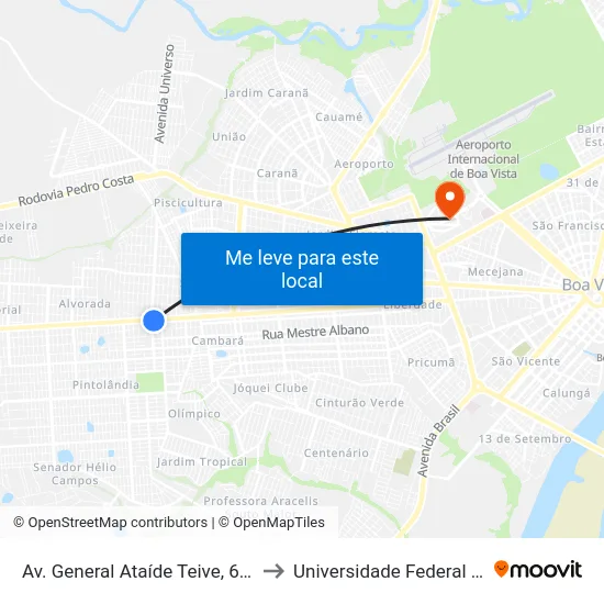 Av. General Ataíde Teive, 6721-6809 B/C to Universidade Federal De Roraima map
