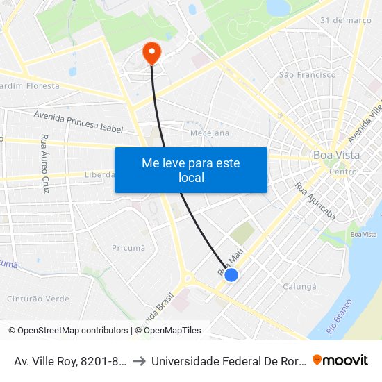 Av. Ville Roy, 8201-8299 to Universidade Federal De Roraima map