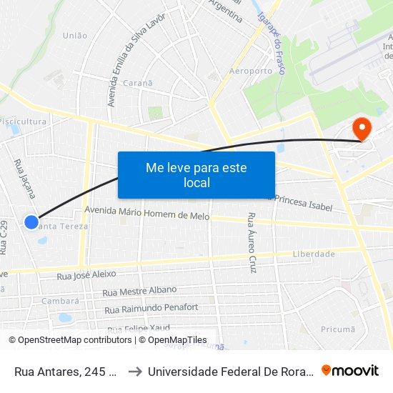 Rua Antares, 245 B/C to Universidade Federal De Roraima map