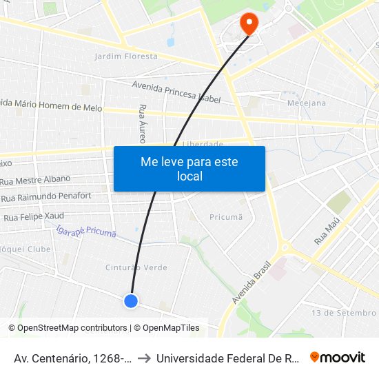 Av. Centenário, 1268-1308 to Universidade Federal De Roraima map