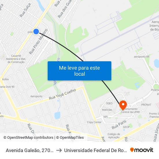 Avenida Galeão, 270-356 to Universidade Federal De Roraima map