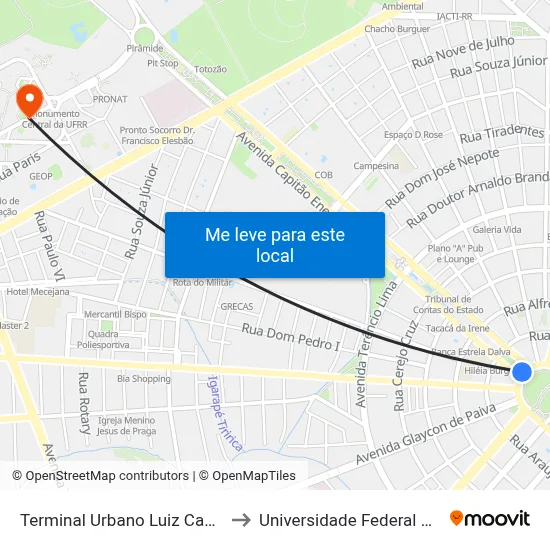 Terminal Urbano Luiz Canuto Chaves to Universidade Federal De Roraima map