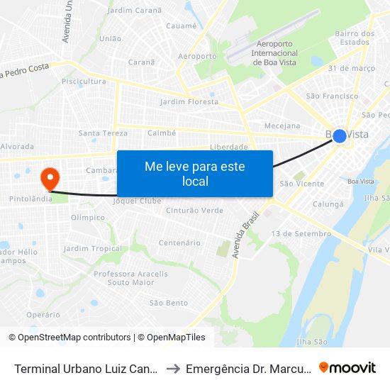 Terminal Urbano Luiz Canuto Chaves to Emergência Dr. Marcus Brunner map