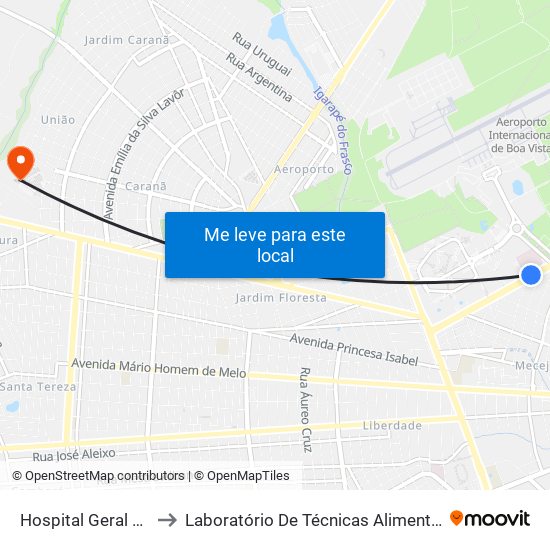 Hospital Geral C/B to Laboratório De Técnicas Alimentares map