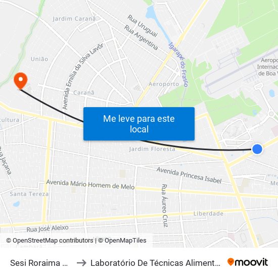 Sesi Roraima C/B to Laboratório De Técnicas Alimentares map