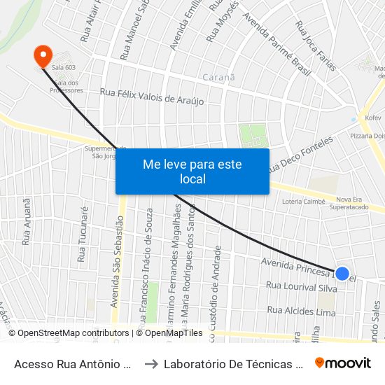 Acesso Rua Antônio Maciel C/B to Laboratório De Técnicas Alimentares map