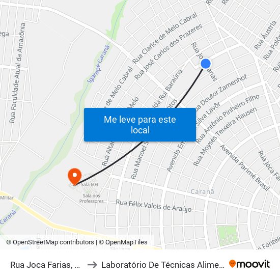 Rua Joca Farias, 1817 to Laboratório De Técnicas Alimentares map