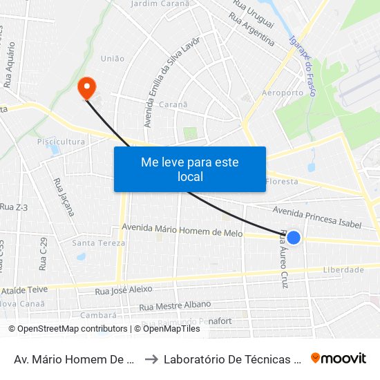 Av. Mário Homem De Melo, 3604 to Laboratório De Técnicas Alimentares map