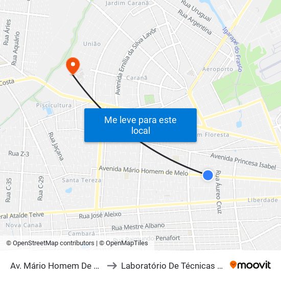 Av. Mário Homem De Melo, 3980 to Laboratório De Técnicas Alimentares map