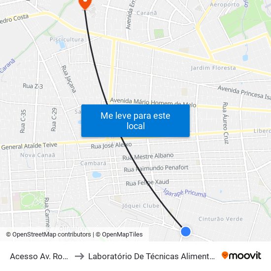 Acesso Av. Roma to Laboratório De Técnicas Alimentares map