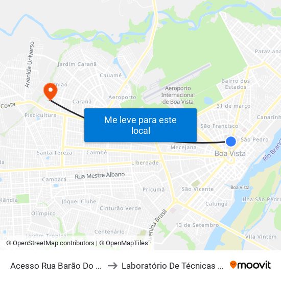 Acesso Rua Barão Do Rio Branco to Laboratório De Técnicas Alimentares map