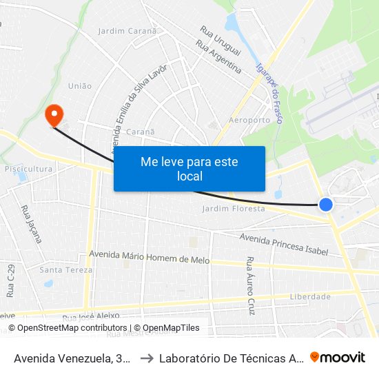 Avenida Venezuela, 3623-3827 to Laboratório De Técnicas Alimentares map