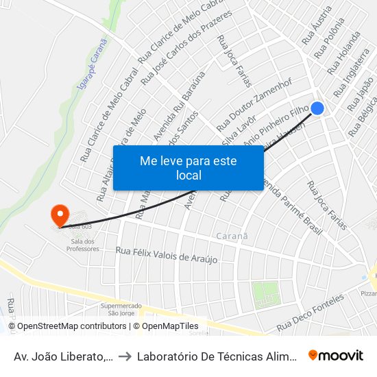 Av. João Liberato, 615 to Laboratório De Técnicas Alimentares map