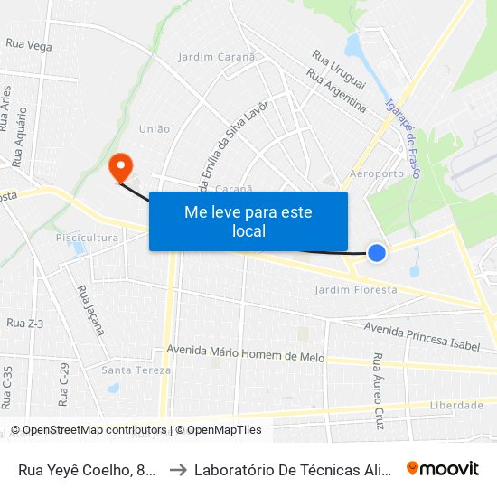 Rua Yeyê Coelho, 806-878 to Laboratório De Técnicas Alimentares map