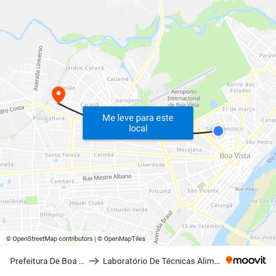 Prefeitura De Boa Vista to Laboratório De Técnicas Alimentares map