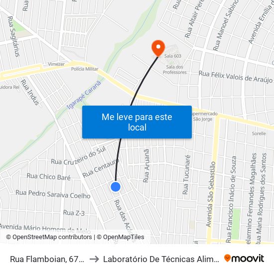 Rua Flamboian, 675 C/B to Laboratório De Técnicas Alimentares map