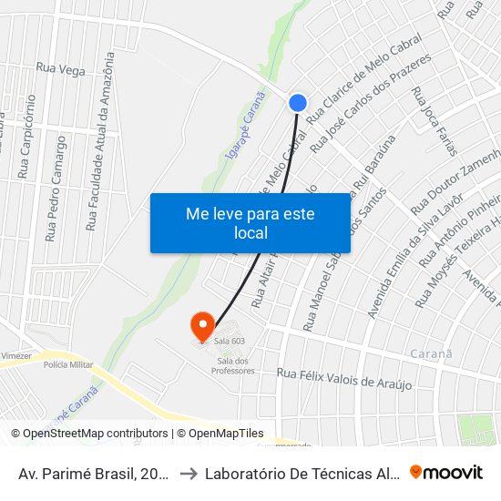 Av. Parimé Brasil, 2072-2160 to Laboratório De Técnicas Alimentares map