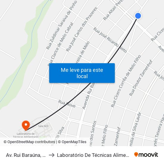 Av. Rui Baraúna, 321 to Laboratório De Técnicas Alimentares map