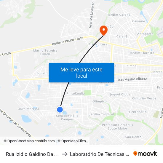 Rua Izidio Galdino Da Silva, 2054 to Laboratório De Técnicas Alimentares map