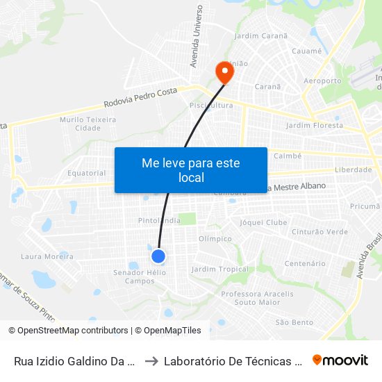 Rua Izidio Galdino Da Silva, 1047 to Laboratório De Técnicas Alimentares map