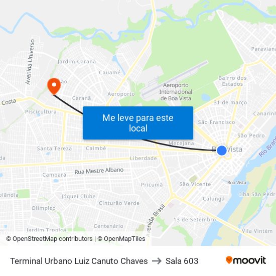 Terminal Urbano Luiz Canuto Chaves to Sala 603 map