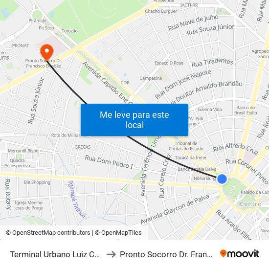 Terminal Urbano Luiz Canuto Chaves to Pronto Socorro Dr. Francisco Elesbão map