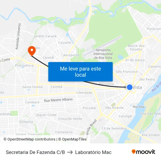 Secretaria De Fazenda C/B to Laboratório Mac map