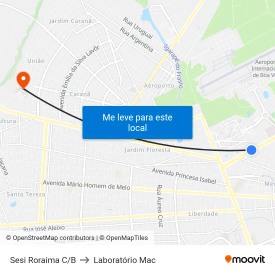 Sesi Roraima C/B to Laboratório Mac map