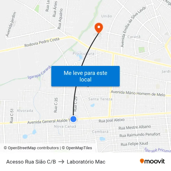 Acesso Rua Sião C/B to Laboratório Mac map