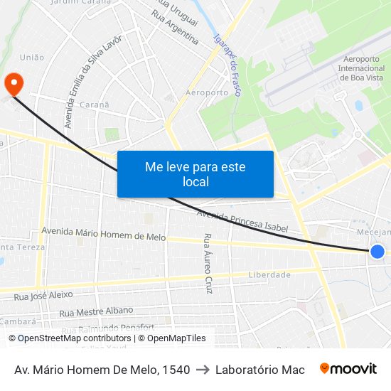 Av. Mário Homem De Melo, 1540 to Laboratório Mac map