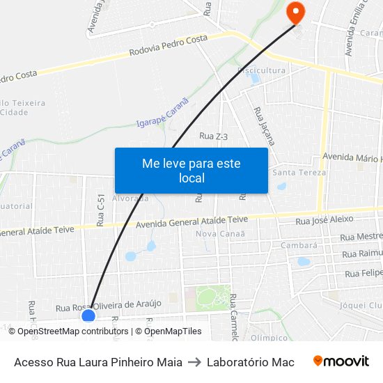 Acesso Rua Laura Pinheiro Maia to Laboratório Mac map