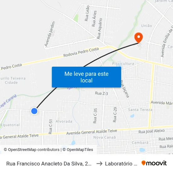 Rua Francisco Anacleto Da Silva, 2179 B/C to Laboratório Mac map