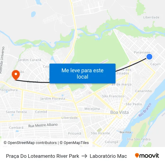 Praça Do Loteamento River Park to Laboratório Mac map