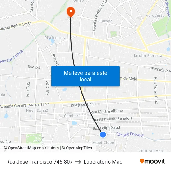 Rua José Francisco 745-807 to Laboratório Mac map