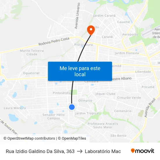 Rua Izidio Galdino Da Silva, 363 to Laboratório Mac map