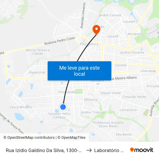 Rua Izidio Galdino Da Silva, 1300-1360 to Laboratório Mac map