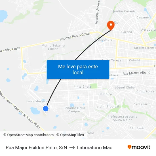 Rua Major Ecildon Pinto, S/N to Laboratório Mac map