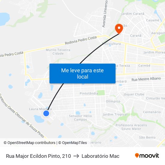 Rua Major Ecildon Pinto, 210 to Laboratório Mac map